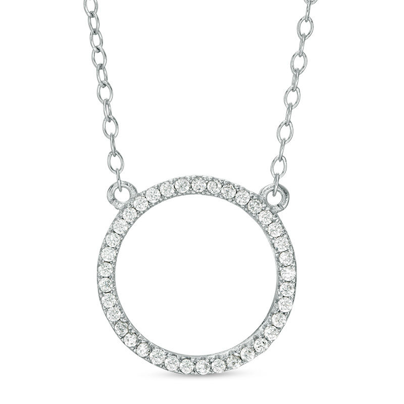 Main Image 1 of Cubic Zirconia Open Circle Necklace in Sterling Silver