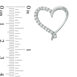 Cubic Zirconia Ribbon Heart Necklace Charm in Sterling Silver