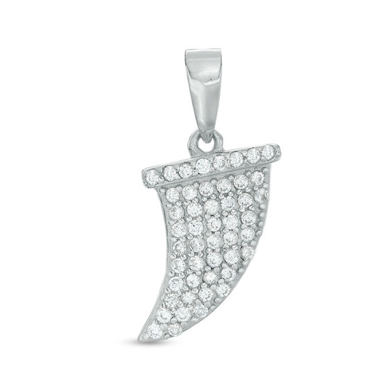 Cubic Zirconia Shark Tooth Necklace Charm in Sterling Silver