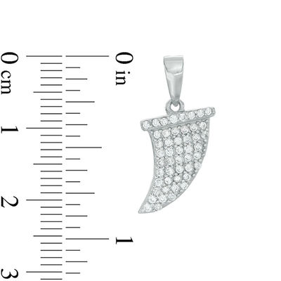 Cubic Zirconia Shark Tooth Necklace Charm in Sterling Silver