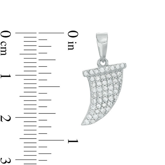 Cubic Zirconia Shark Tooth Necklace Charm in Sterling Silver