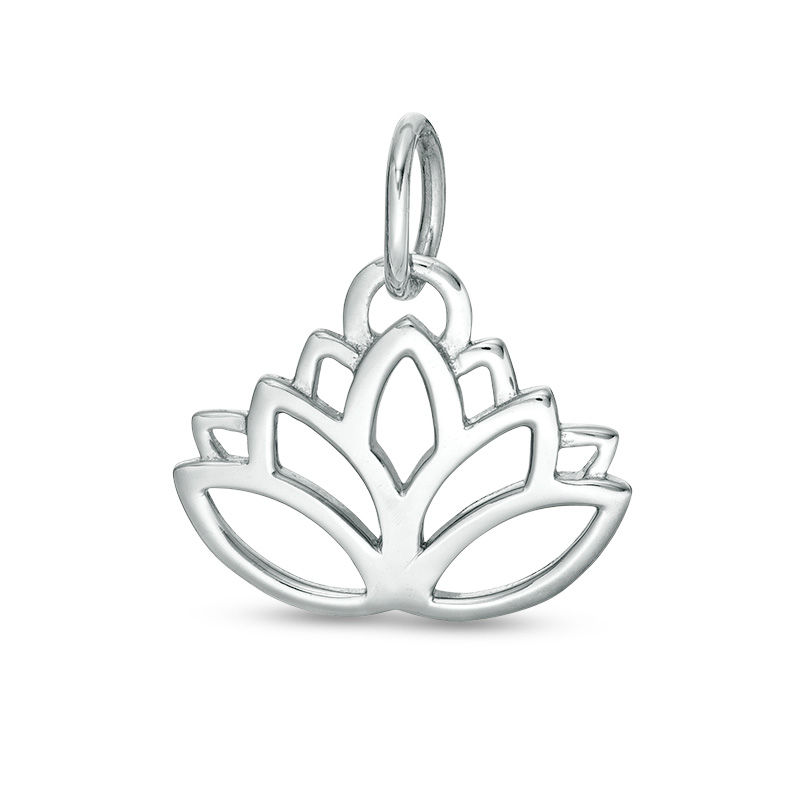 Main Image 1 of Cut-Out Lotus Flower Necklace Charm in Sterling Silver