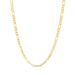 080 Gauge Diamond-Cut Figaro Chain Necklace 14K Hollow Gold - 22&quot;