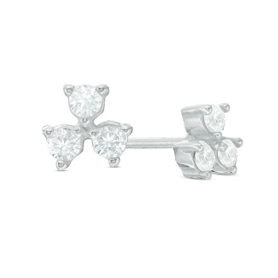 Cubic Zirconia Trio Stud Earrings in Sterling Silver