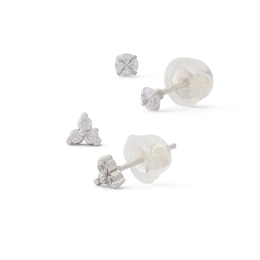 Cubic Zirconia Solitaire and Trio Stud Earrings in Solid Sterling Silver