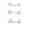 Thumbnail Image 0 of Cubic Zirconia, Filigree Swirl and Ball Stud Earrings Set in Solid Sterling Silver