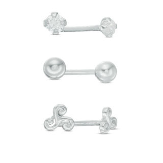 Sterling Silver CZ, Filigree Swirl and Ball Stud Set