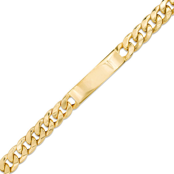 Made in Italy 300 Gauge Curb Chain ID Bracelet in 10K Gold - 8.5"