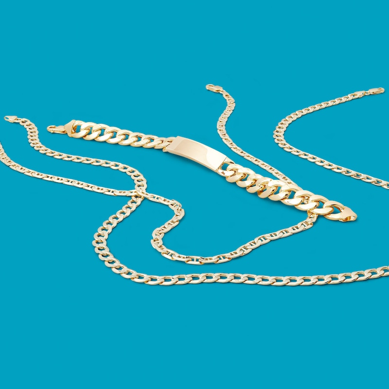 Main Image 2 of Made in Italy 300 Gauge Curb Chain ID Bracelet in 10K Gold - 8.5"