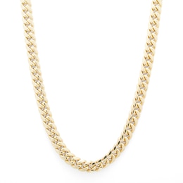 Made in Italy 7.4mm Cuban Curb Chain Necklace in 10K Semi-Solid Gold - 24&quot;