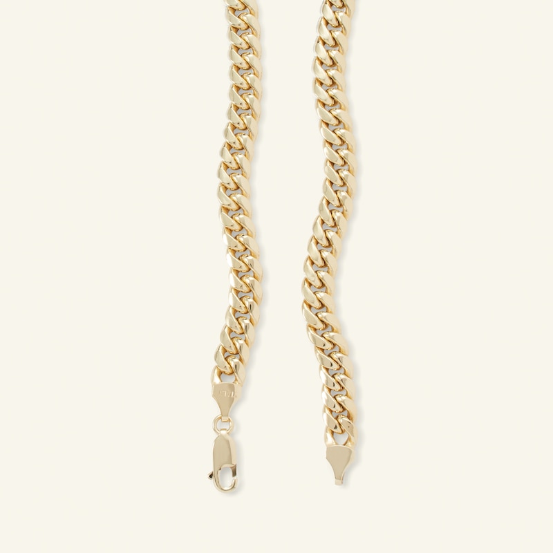 Made in Italy 7.4mm Cuban Curb Chain Necklace in 10K Semi-Solid Gold - 24"