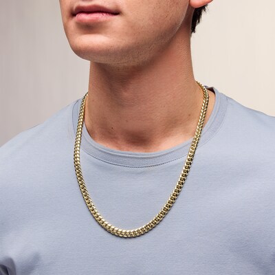 10K Semi-Solid Gold Cuban Curb Chain Made in Italy
