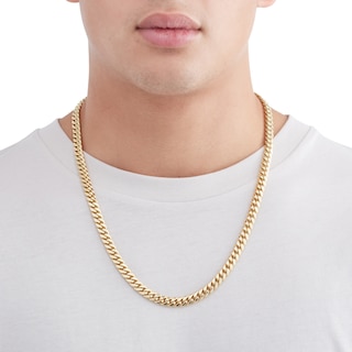 Made in Italy 7.4mm Cuban Curb Chain Necklace in 10K Semi-Solid Gold ...