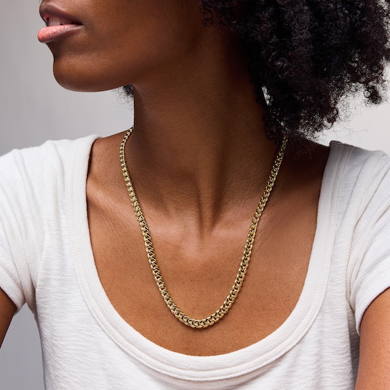 10K Semi-Solid Gold Cuban Curb Chain - 22"