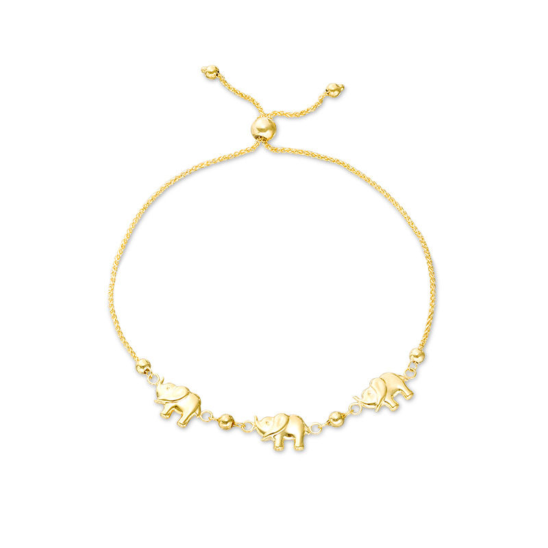 14K Tricolor Gold Elephant Charms Bracelet | Shin Brothers Jewelers Inc.