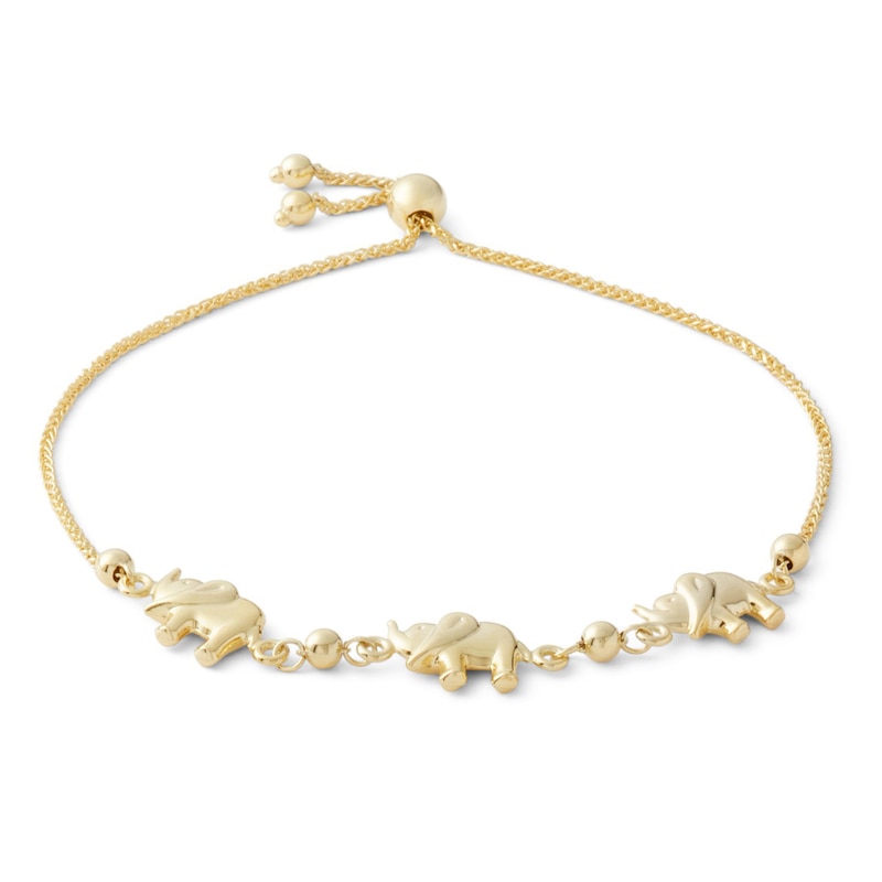 Elephant Bolo Bracelet in 10K Solid Gold - 9"