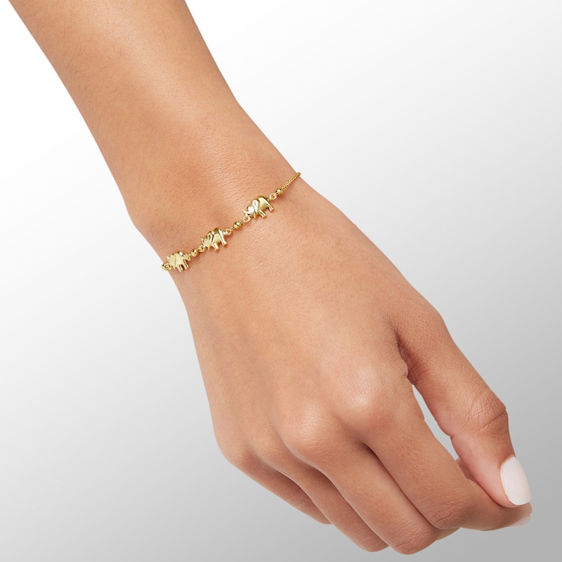Main Image 3 of Elephant Bolo Bracelet in 10K Solid Gold - 9"