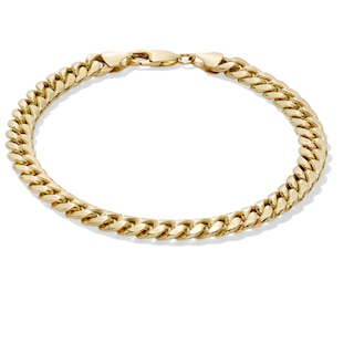 10K Semi-Solid Gold Cuban Curb Chain Bracelet - 8.5"