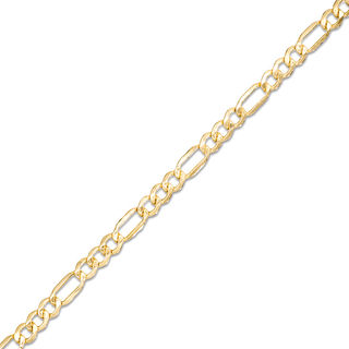 10K Hollow Gold Beveled Figaro Chain Bracelet - 7.5" 10K Hollow Gold Beveled Figaro Chain Bracelet - 7.5"