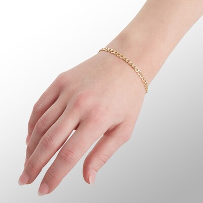 100 Gauge Bevelled Curb Chain Bracelet in 10K Hollow Gold - 7.5"