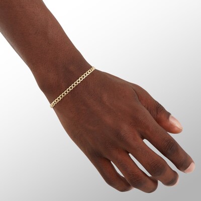 100 Gauge Bevelled Curb Chain Bracelet in 10K Hollow Gold - 7.5"