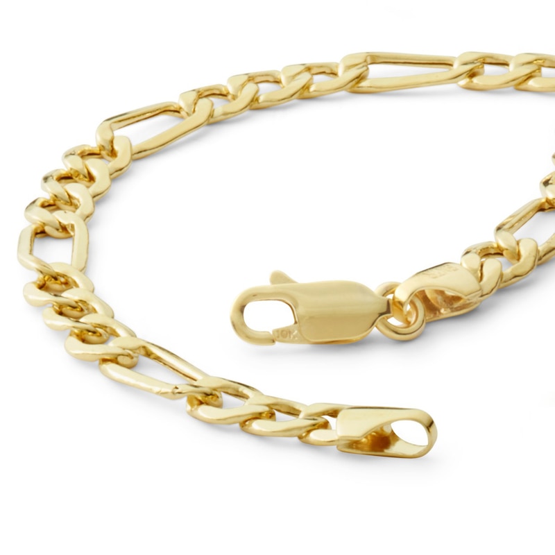 Main Image 2 of 120 Gauge Bevelled Figaro Chain Bracelet in 10K Hollow Gold - 7.5"