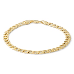 120 Gauge Bevelled Curb Chain Bracelet in 10K Hollow Gold - 7.5&quot;