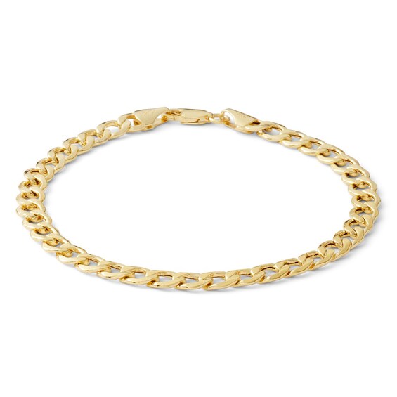 10K Hollow Gold Beveled Curb Chain Bracelet