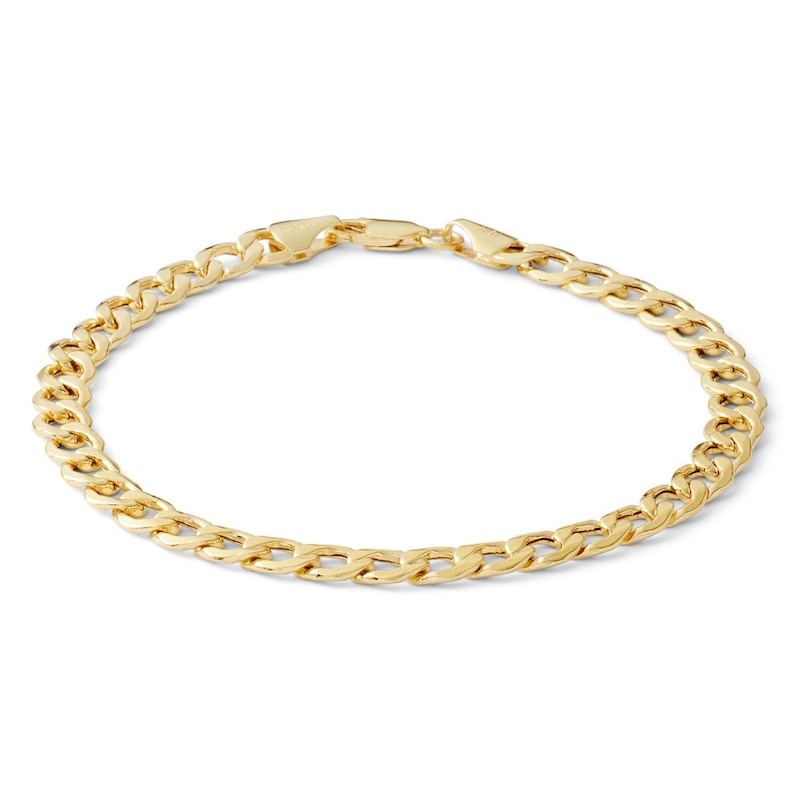 10K Hollow Gold Beveled Curb Chain Bracelet - 7.5"