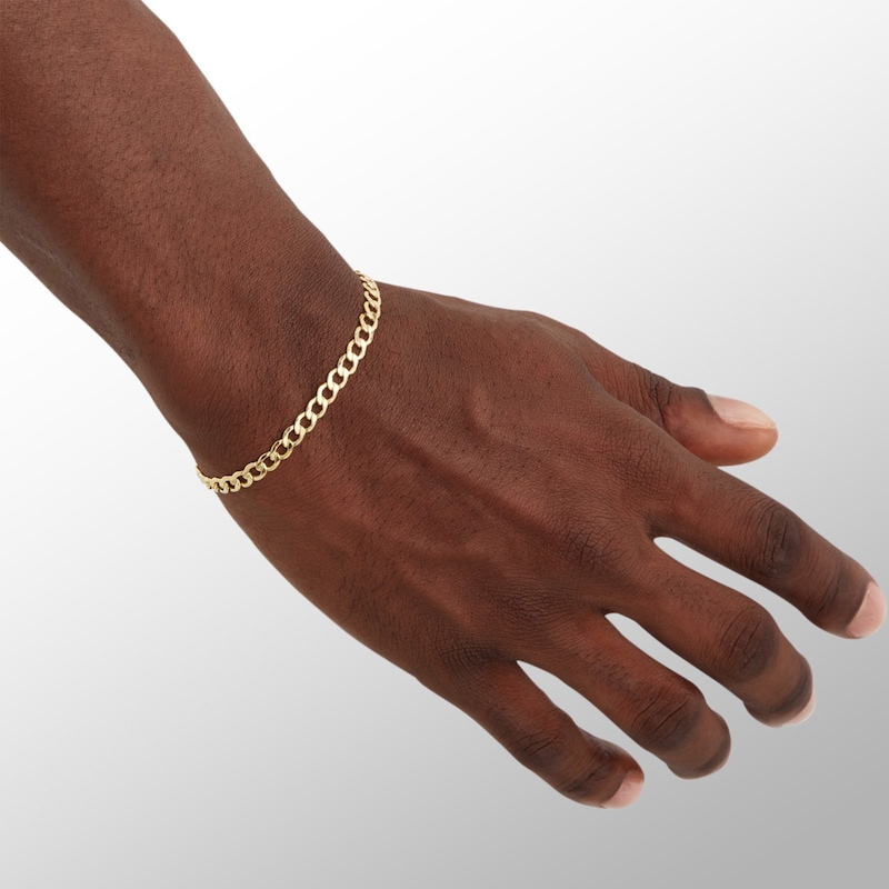 120 Gauge Bevelled Curb Chain Bracelet in 10K Hollow Gold - 7.5"