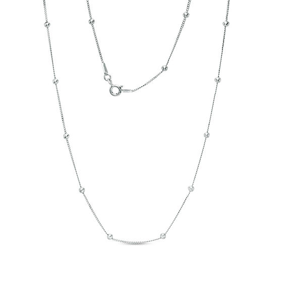 025 Gauge Beaded Curb Chain Necklace in Sterling Silver - 18"