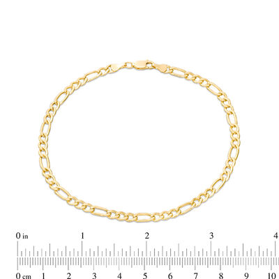 100 Gauge Diamond-Cut Figaro Chain Anklet in 10K Two-Tone Gold - 10"