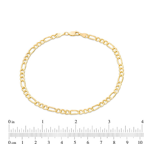 100 Gauge Diamond-Cut Figaro Chain Anklet in 10K Two-Tone Gold - 10"