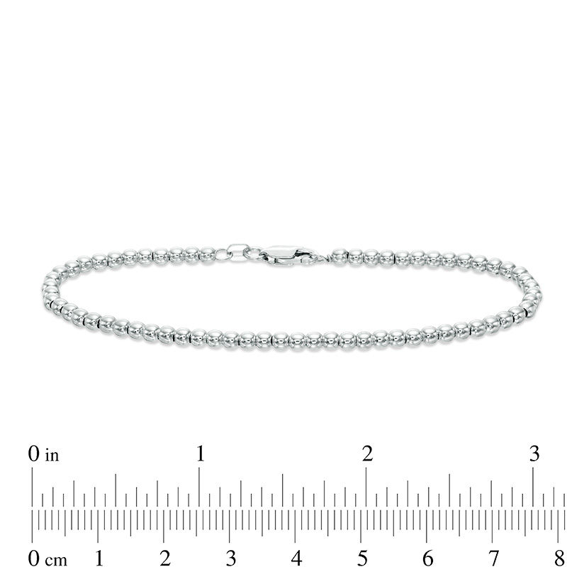 3mm Beaded Strand Bracelet in Sterling Silver - 7.5"