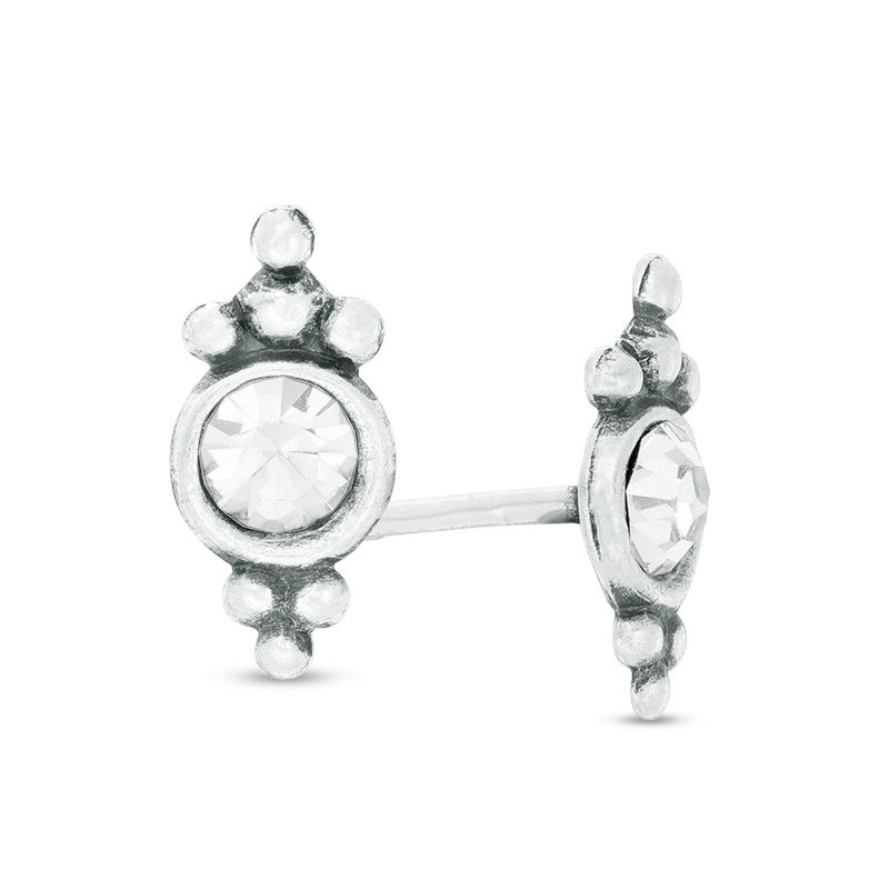 Main Image 1 of Crystal Oxidized Ornate Stud Earrings in Sterling Silver