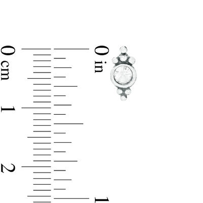 Crystal Oxidized Ornate Stud Earrings in Sterling Silver