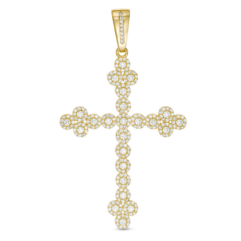 Main Image 1 of Cubic Zirconia Cross Necklace Charm in 10K Gold