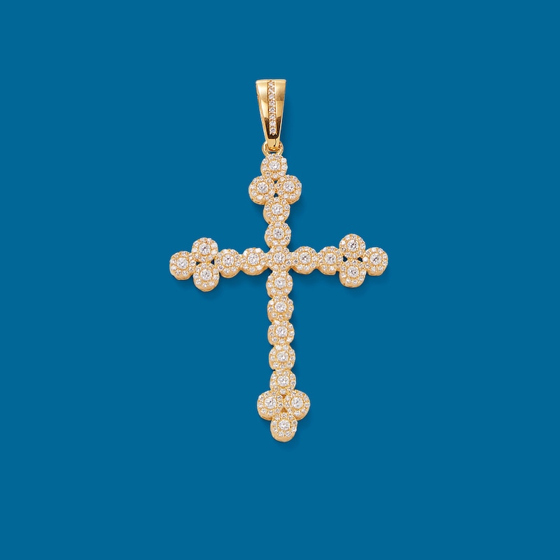 Main Image 4 of Cubic Zirconia Cross Necklace Charm in 10K Gold
