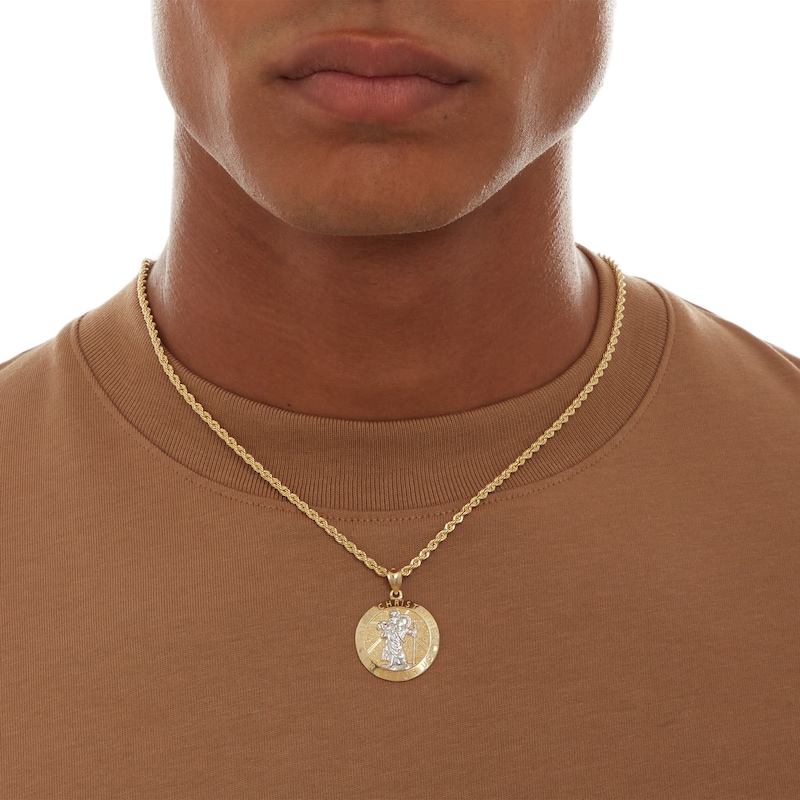 Main Image 4 of Saint Christopher Medallion Necklace Charm in 10K Two-Tone Gold