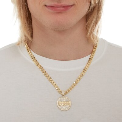 Cubic Zirconia Pavé Last Supper Medallion Necklace Charm in 10K Solid Gold