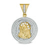 Thumbnail Image 1 of 10K Gold CZ Pavé Jesus Head Framed Medallion Two-Tone Necklace Charm