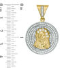 Cubic Zirconia Pavé Frame Jesus Head Medallion Necklace Charm in 10K Two-Tone Gold