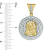 Thumbnail Image 2 of 10K Gold CZ Pavé Jesus Head Framed Medallion Two-Tone Necklace Charm