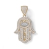 Cubic Zirconia Hamsa with Evil Eye Necklace Charm in 10K Two-Tone Gold