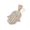 Thumbnail Image 2 of Cubic Zirconia Hamsa with Evil Eye Necklace Charm in 10K Two-Tone Gold