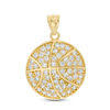 Cubic Zirconia Basketball Necklace Charm in 10K Gold