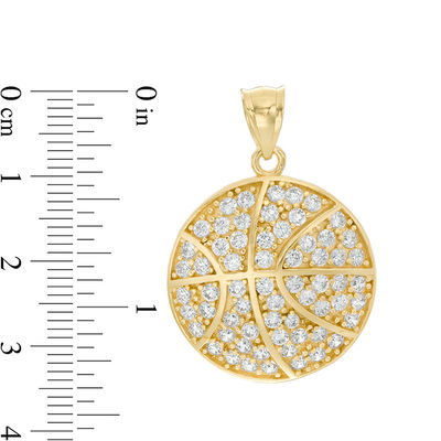 Cubic Zirconia Basketball Necklace Charm in 10K Gold
