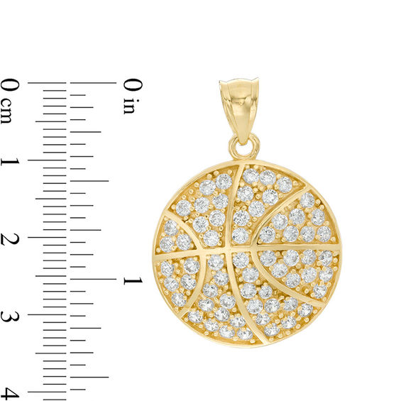 Cubic Zirconia Basketball Necklace Charm in 10K Gold