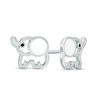 Thumbnail Image 0 of Child's Black and White Enamel Elephant Outline Stud Earrings in Sterling Silver