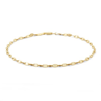 060 Gauge Valentino Chain Anklet in 10K Hollow Gold - 10"